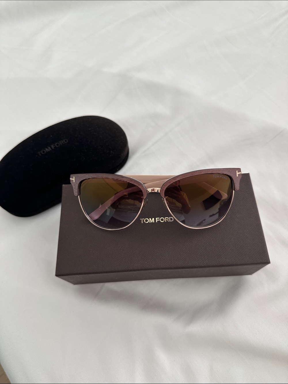 Tom Ford Women’s Rose Gold and Pink Cat-Eye Sunglasses
